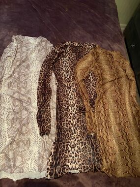 3-Piece Animal Print Dress Bundle -  2 Snake & Leopard
